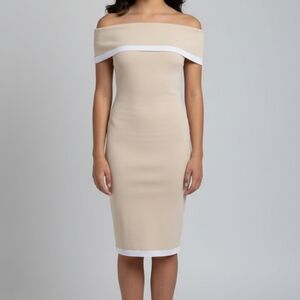 bebe Strapless Cream and White Dress bodycon dress size S with silicone grip